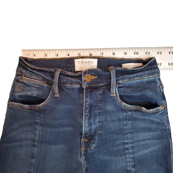 Frame Le High Skinny Wyman 27 (Meas 23x27.5 9.5" Mid Rise) Front Slit Jeans A13 - Picture 3 of 11